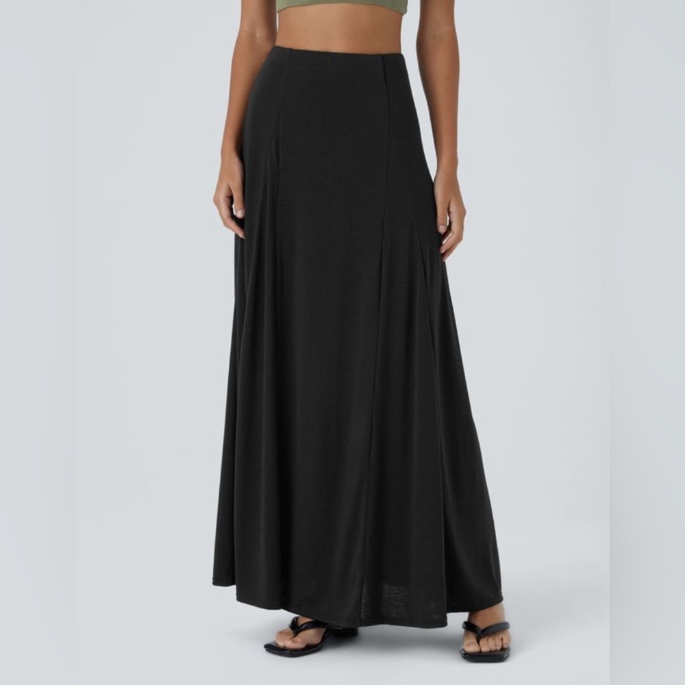 NWT Halara High Waisted Side Zipper Maxi Casual Flare Skirt Size Medium - Picture 7 of 14
